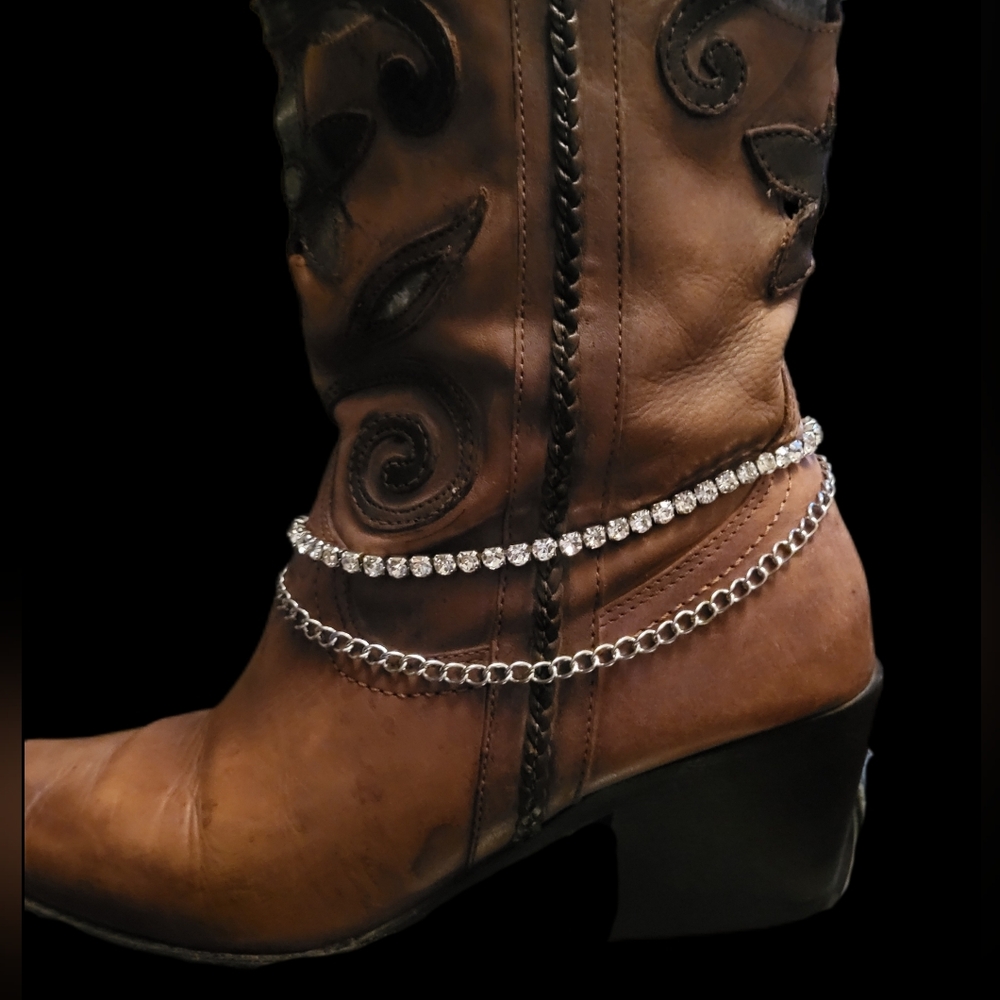 Cowboy Boots Jewelry Western Boot Jewelry Elegant Silver Rhinestone Boot Chain